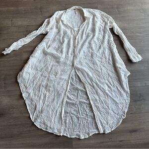 Free People Airy Eyelet Duster Tunic - size XS - white